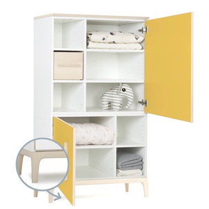 Armoire 147 cm 2 portes NADO Curve finition frêne sunshine yellow