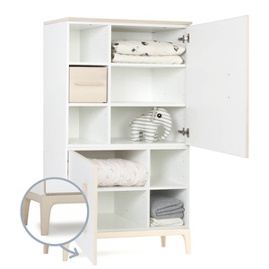 Armoire 147 cm 2 portes NADO Curve finition frêne white