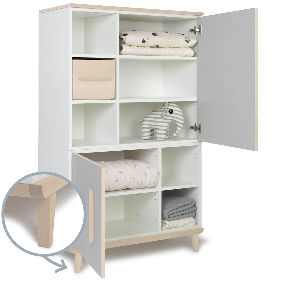 Armoire 147 cm 2 portes NADO Retro finition frêne manhattan grey