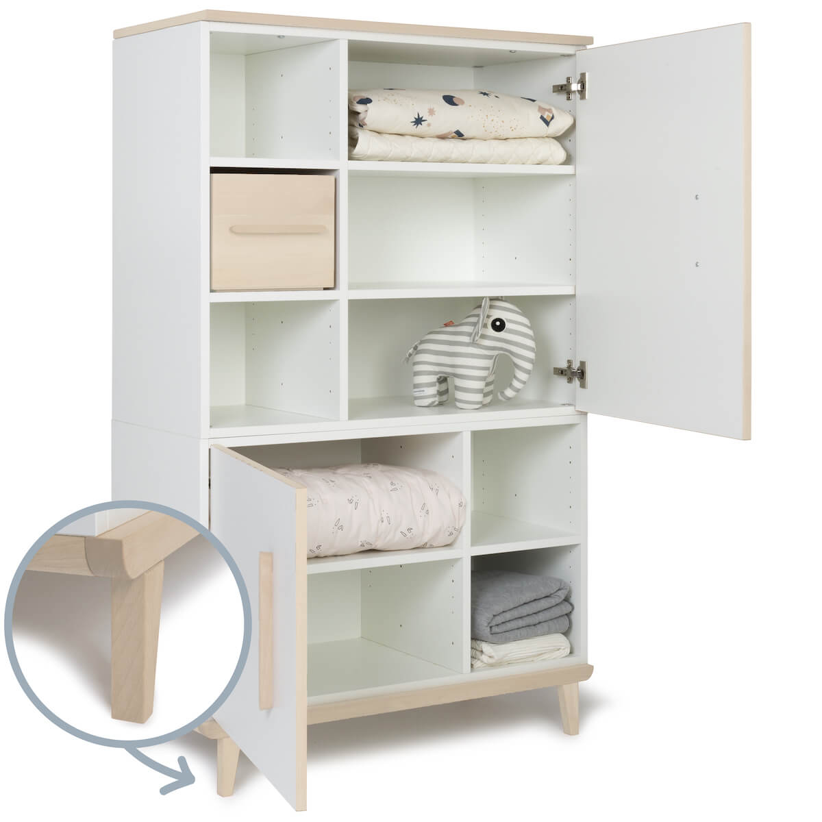 Armoire 147 cm 2 portes NADO Retro finition frêne white