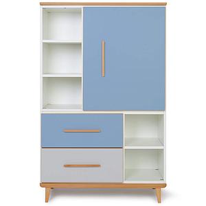Armoire 147cm 1 porte 2 tiroirs NADO capri blue-manhattan grey
