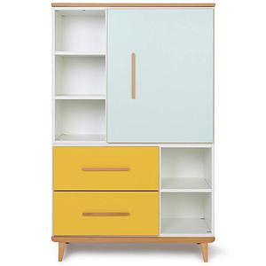 Armoire 147cm 1 porte 2 tiroirs NADO mint-sunshine yellow