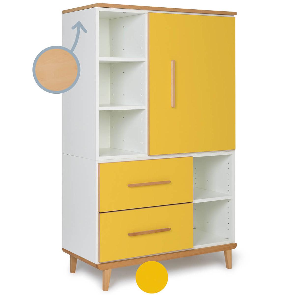 Armoire 147cm 1 porte 2 tiroirs NADO sunshine yellow