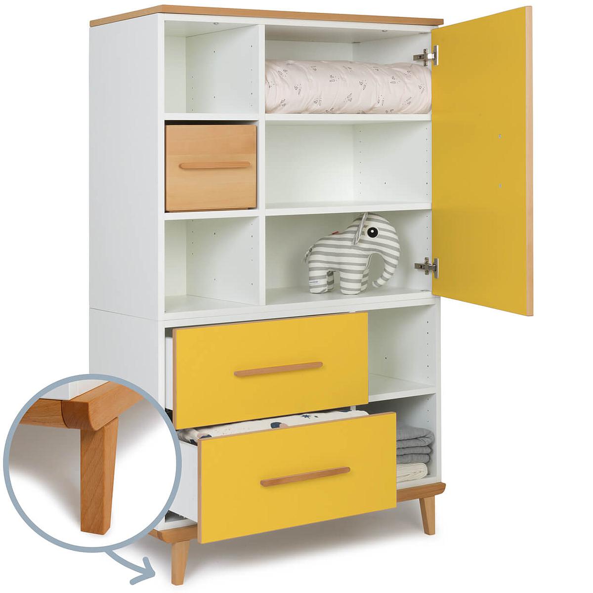 Armoire 147cm 1 porte 2 tiroirs NADO sunshine yellow