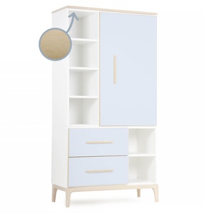 Armoire 173 cm 1 porte 2 tiroirs NADO Curve finition frêne sky blue