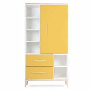 Armoire 173 cm 1 porte 2 tiroirs NADO Curve finition frêne sunshine yellow