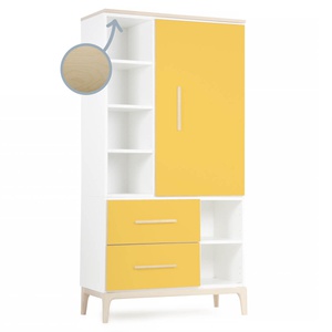 Armoire 173 cm 1 porte 2 tiroirs NADO Curve finition frêne sunshine yellow