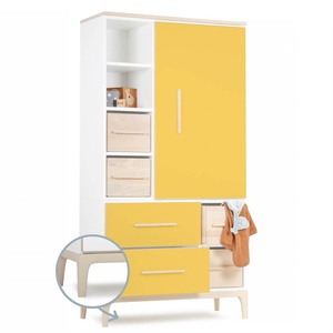 Armoire 173 cm 1 porte 2 tiroirs NADO Curve finition frêne sunshine yellow