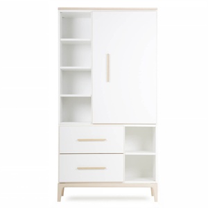 Armoire 173 cm 1 porte 2 tiroirs NADO Curve finition frêne white
