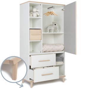 Armoire 173 cm 1 porte 2 tiroirs NADO Retro finition frêne manhattan grey-white