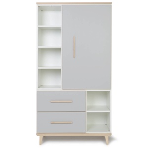 Armoire 173 cm 1 porte 2 tiroirs NADO Retro finition frêne manhattan grey