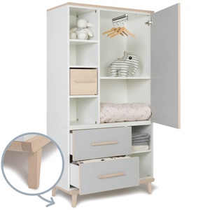 Armoire 173 cm 1 porte 2 tiroirs NADO Retro finition frêne manhattan grey