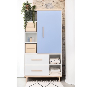 Armoire 173 cm 1 porte 2 tiroirs NADO Retro finition frêne manhattan grey