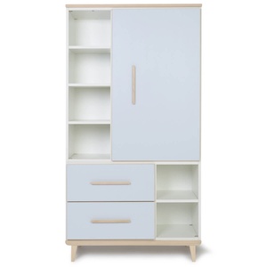 Armoire 173 cm 1 porte 2 tiroirs NADO Retro finition frêne sky blue