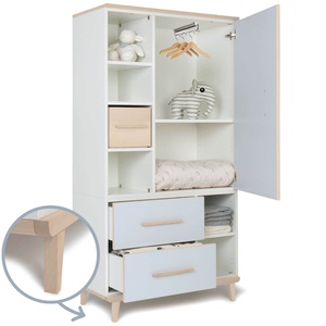 Armoire 173 cm 1 porte 2 tiroirs NADO Retro finition frêne sky blue