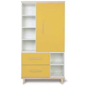 Armoire 173 cm 1 porte 2 tiroirs NADO Retro finition frêne sunshine yellow