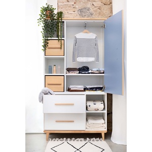 Armoire 173 cm 1 porte 2 tiroirs NADO Retro finition hêtre white