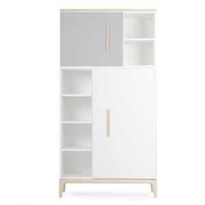 Armoire 173 cm 2 portes NADO Curve finition frêne manhattan grey-white
