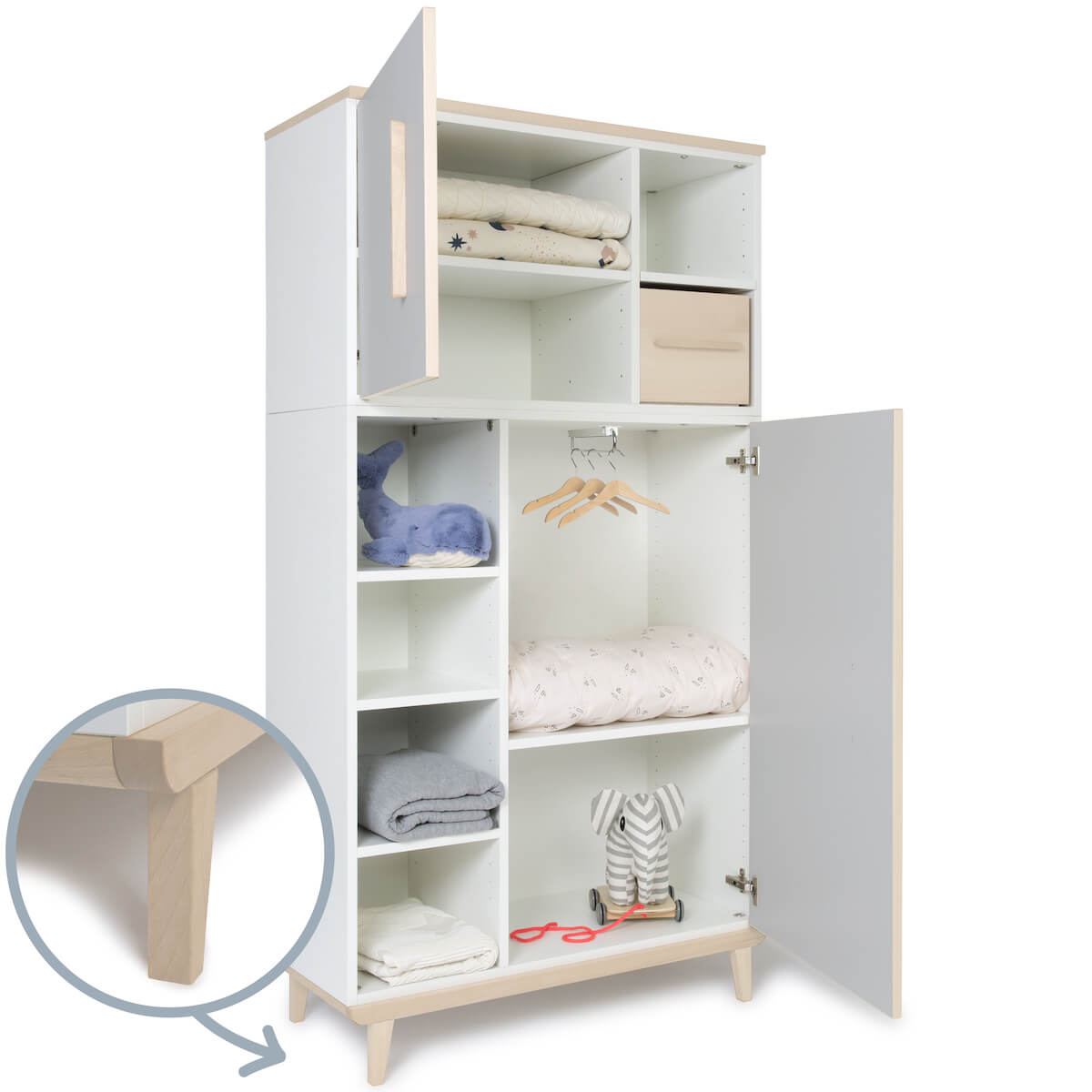 Armoire 173 cm 2 portes NADO Retro finition frêne manhattan grey