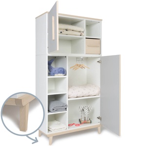Armoire 173 cm 2 portes NADO Retro finition frêne manhattan grey