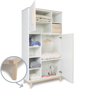 Armoire 173 cm 2 portes NADO Retro finition frêne white