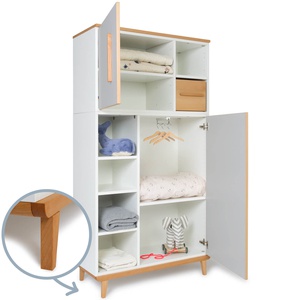 Armoire 173 cm 2 portes NADO Retro finition hêtre manhattan grey