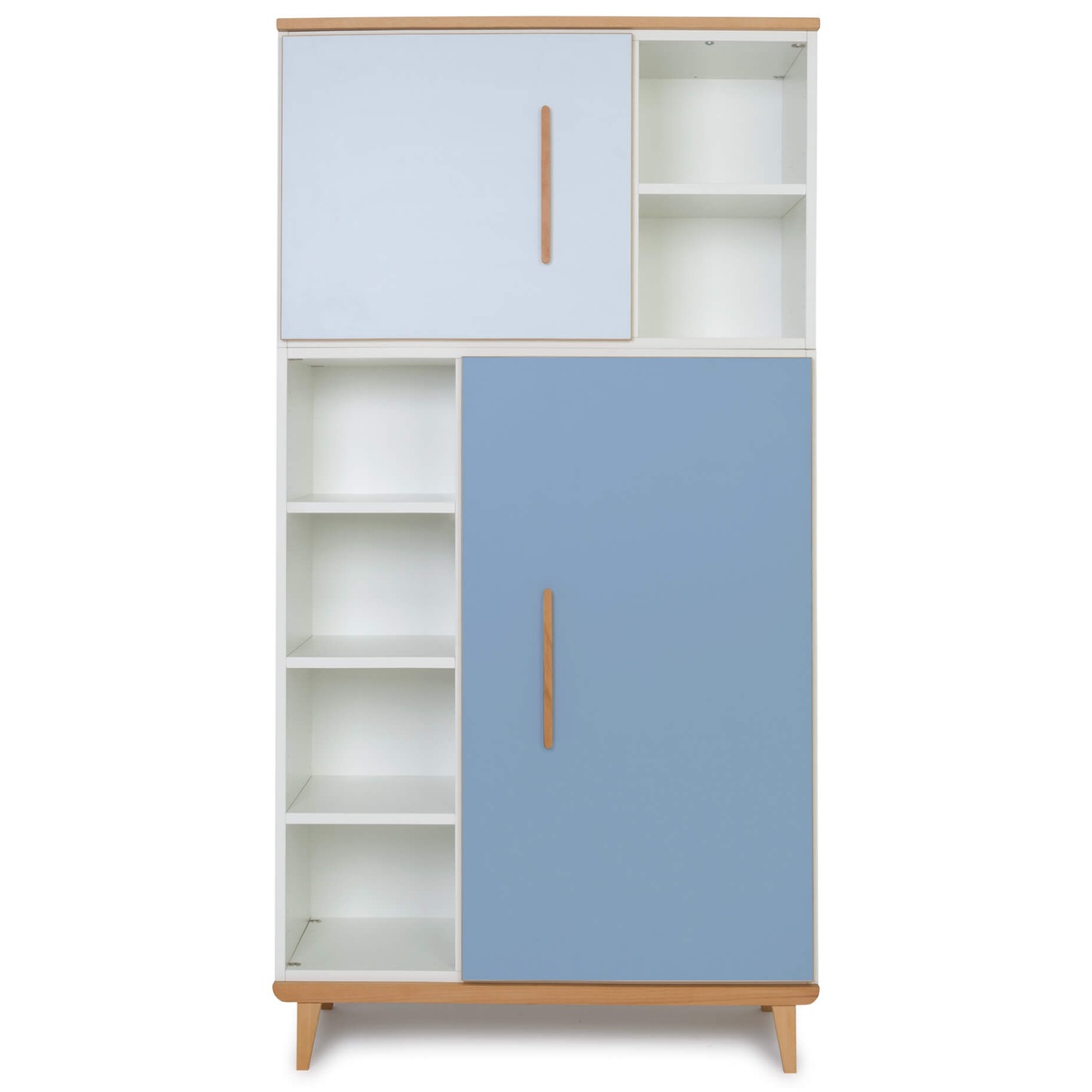 Armoire 173 cm 2 portes NADO Retro finition hêtre sky blue-capri blue