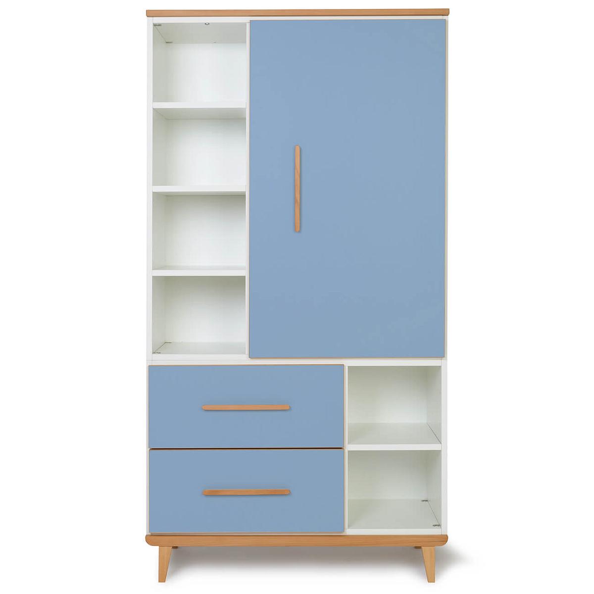 Armoire 173cm 1 porte 2 tiroirs NADO By A.K. capri blue