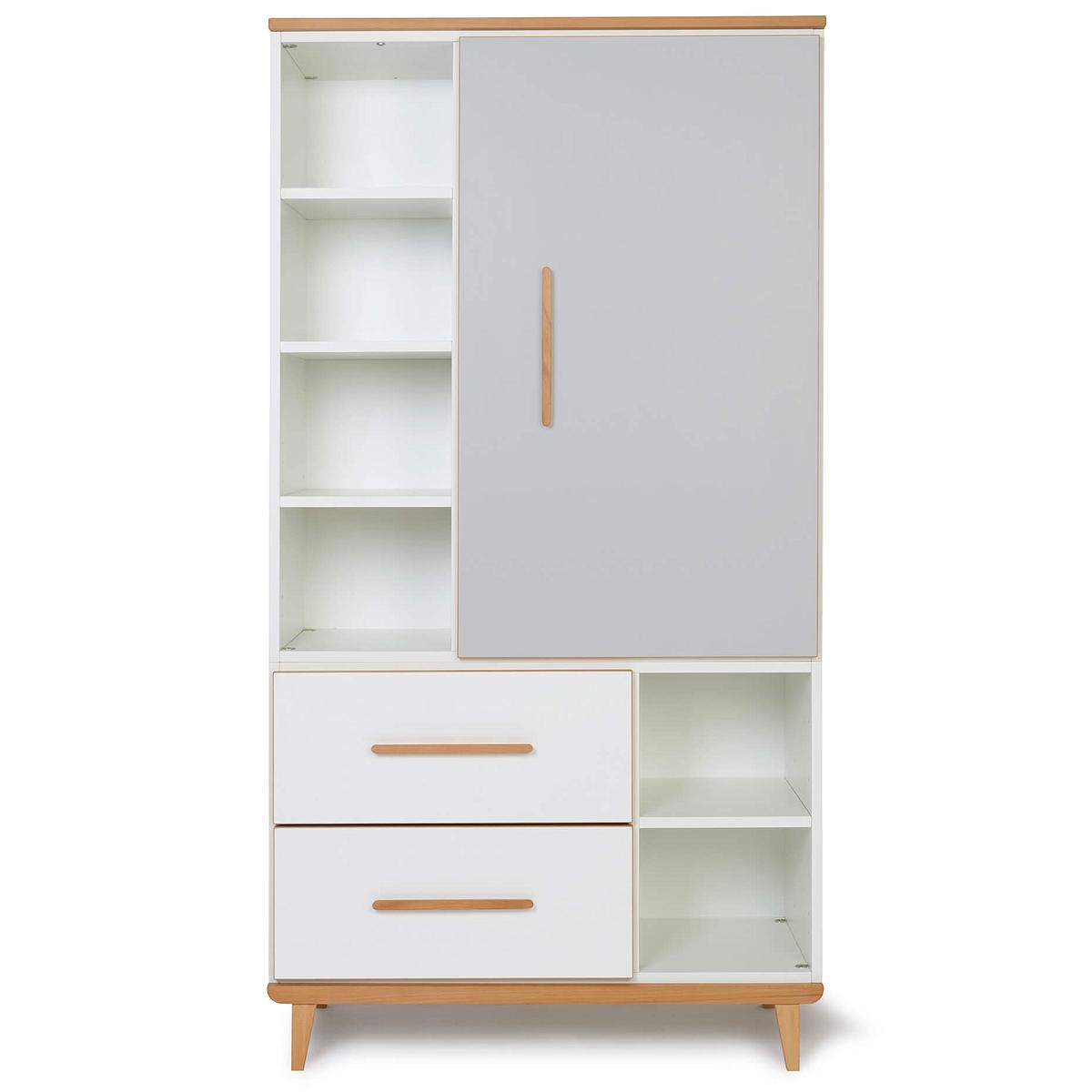 Armoire 173cm 1 porte 2 tiroirs NADO By A.K. manhattan grey-white