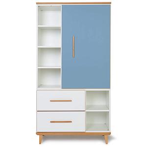 Armoire 173cm 1 porte 2 tiroirs NADO capri blue-white