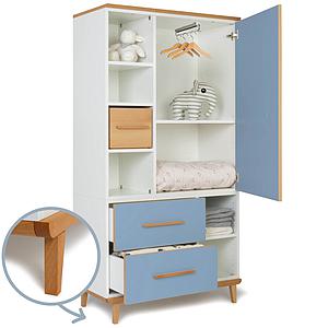 Armoire 173cm 1 porte 2 tiroirs NADO capri blue
