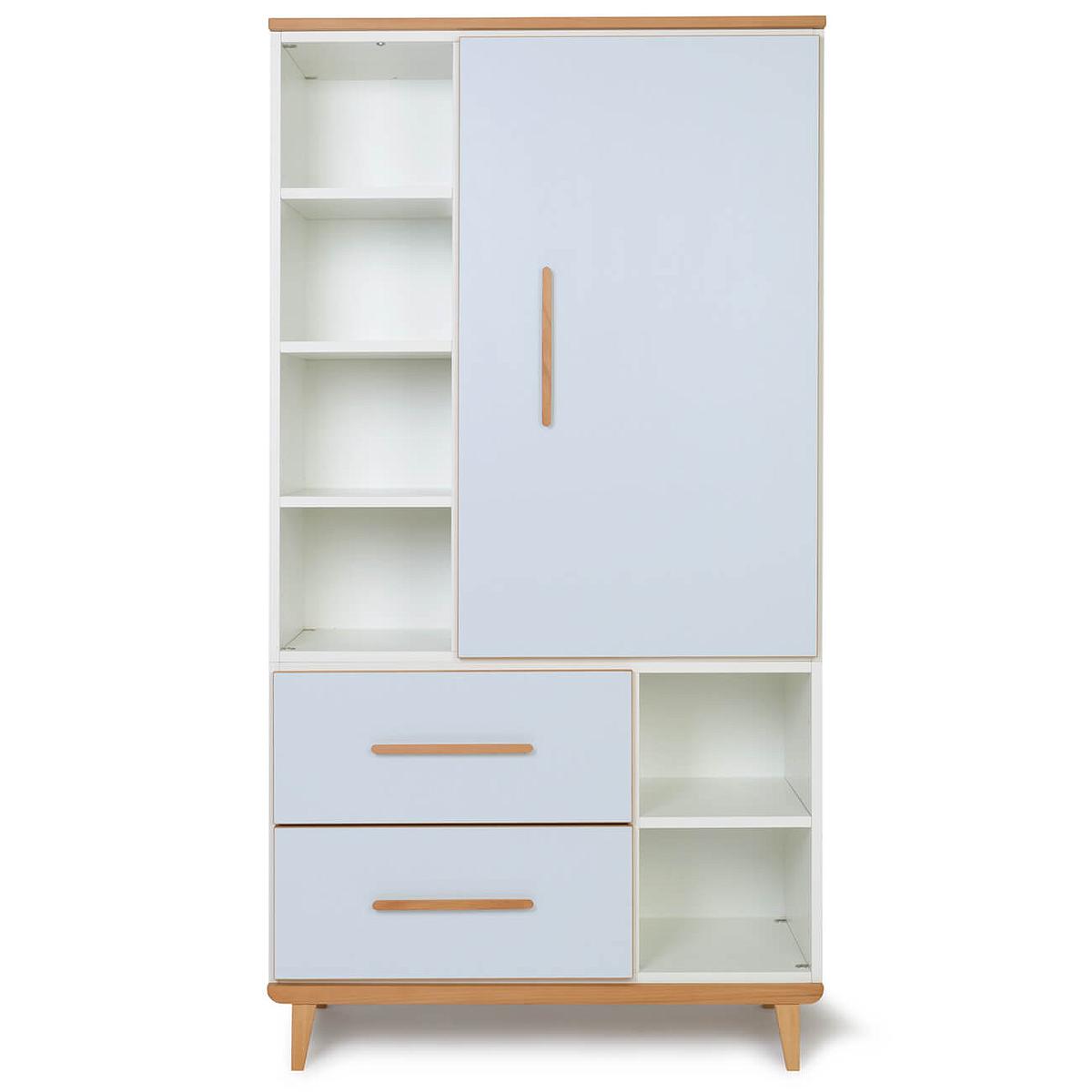 Armoire 173cm 1 porte 2 tiroirs NADO sky blue