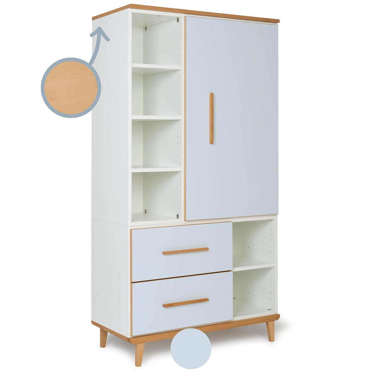 Armoire 173cm 1 porte 2 tiroirs NADO sky blue