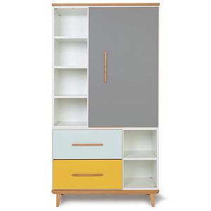 Armoire 173cm 1 porte 2 tiroirs NADO slate grey-mint-sunshine yellow