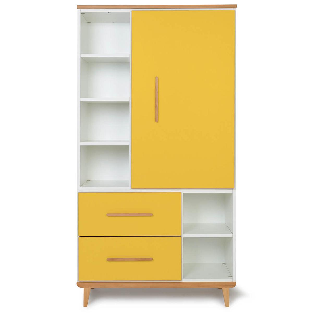Armoire 173cm 1 porte 2 tiroirs NADO sunshine yellow