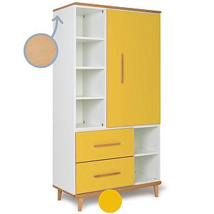 Armoire 173cm 1 porte 2 tiroirs NADO sunshine yellow