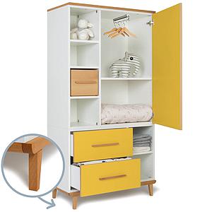 Armoire 173cm 1 porte 2 tiroirs NADO sunshine yellow