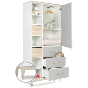 Armoire 198 cm 1 porte 3 tiroirs NADO Curve finition frêne manhattan grey