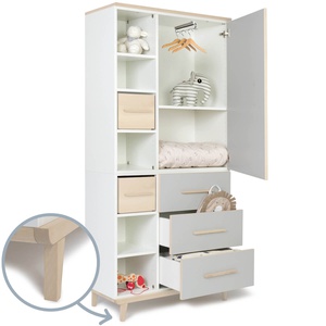 Armoire 198 cm 1 porte 3 tiroirs NADO Retro finition frêne manhattan grey