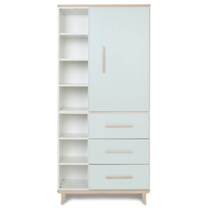 Armoire 198 cm 1 porte 3 tiroirs NADO Retro finition frêne mint