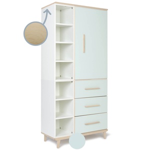Armoire 198 cm 1 porte 3 tiroirs NADO Retro finition frêne mint