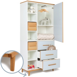 Armoire 198 cm 1 porte 3 tiroirs NADO Retro finition hêtre sky blue