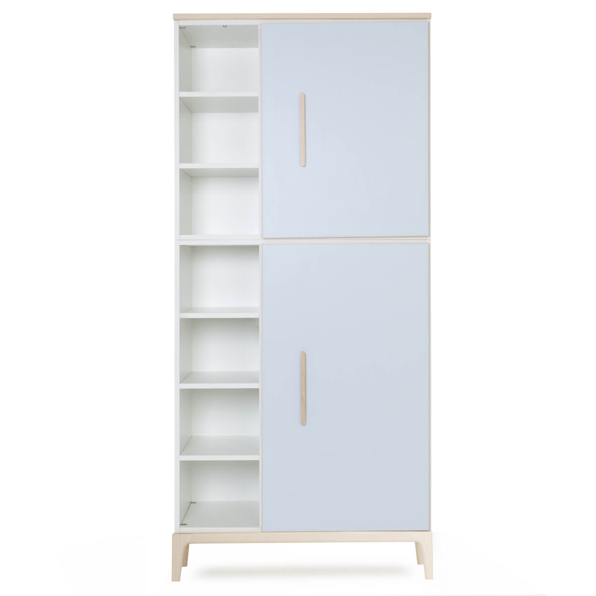 Armoire 198 cm 2 portes NADO Curve finition frêne sky blue