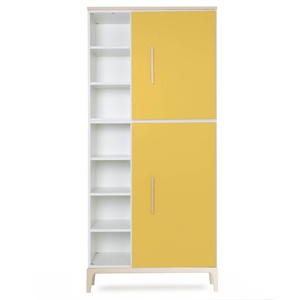 Armoire 198 cm 2 portes NADO Curve finition frêne sunshine yellow