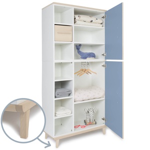 Armoire 198 cm 2 portes NADO Retro finition frêne capri blue