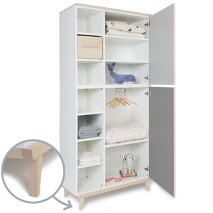 Armoire 198 cm 2 portes NADO Retro finition frêne manhattan grey-slate grey