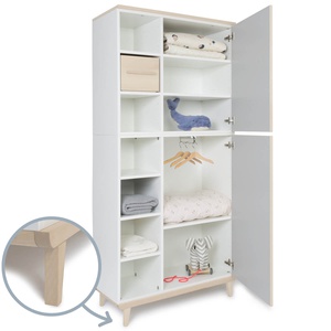 Armoire 198 cm 2 portes NADO Retro finition frêne manhattan grey