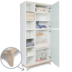 Armoire 198 cm 2 portes NADO Retro finition frêne mint