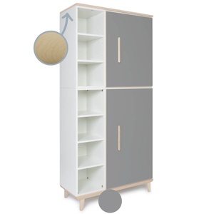 Armoire 198 cm 2 portes NADO Retro finition frêne slate grey