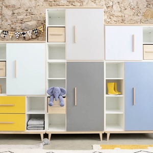 Armoire 198 cm 2 portes NADO Retro finition frêne white-capri blue